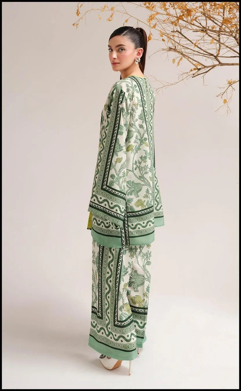 2 Pcs Women's Stitched Swiss Lawn Printed Co-Ord Set