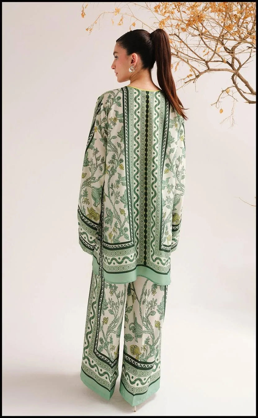 2 Pcs Women's Stitched Swiss Lawn Printed Co-Ord Set
