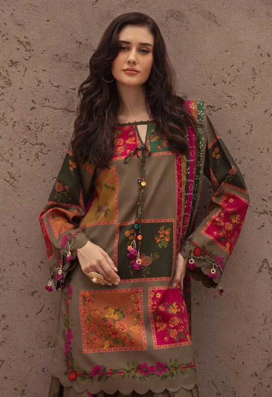 3 Pcs Women's Unstitched Printed Suit